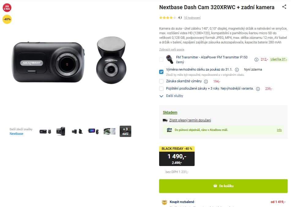 Autokamera Nextbase přední i zadní