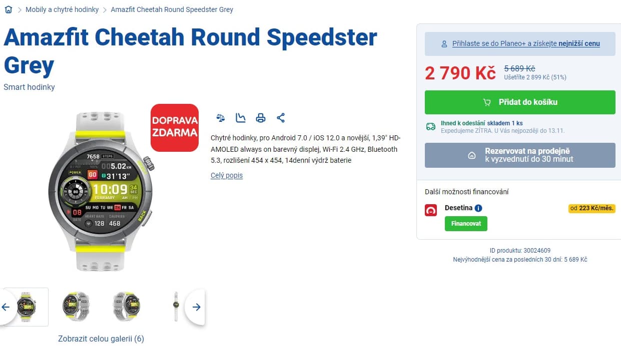 Chytré sportovní hodinky Amazfit Cheetah