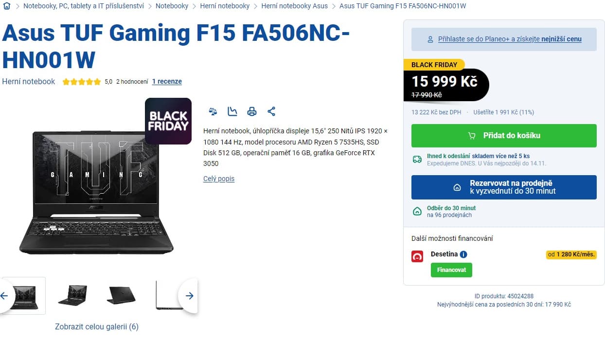 Asus 4,55GHz, 16GB RAM, 4GB Nvidia, 15,6"