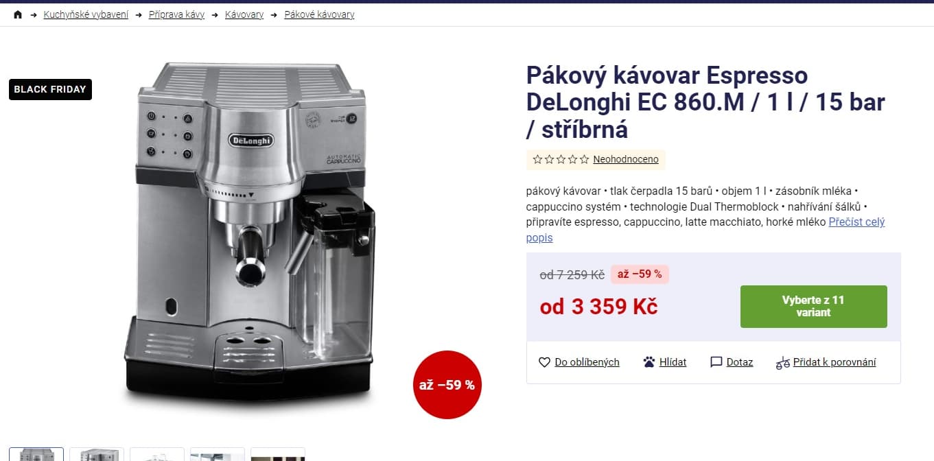 Pákový kávovar DeLonghi, mleté + ese pody
