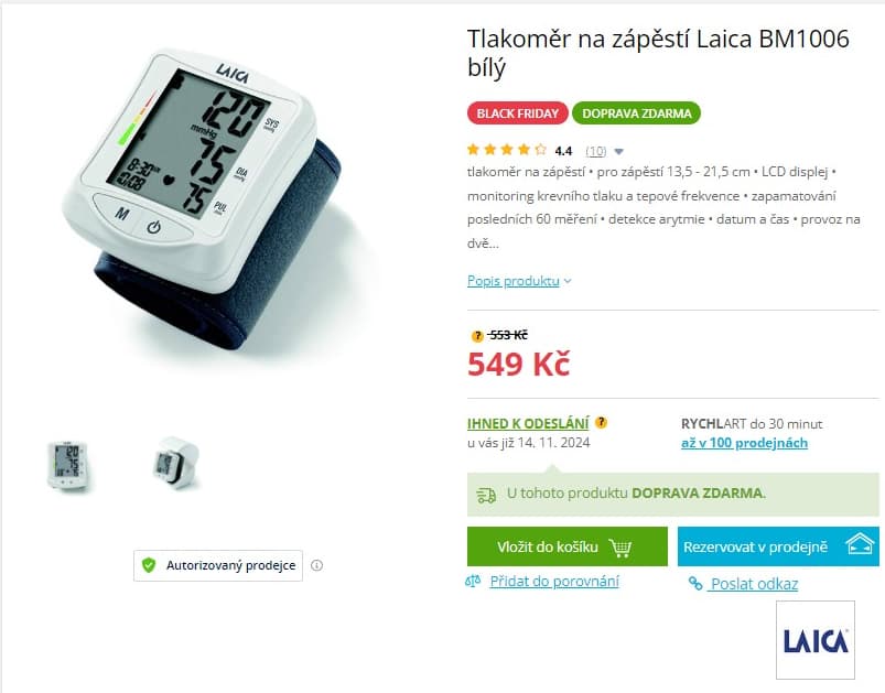 Tlakoměr na zápěstí Laica