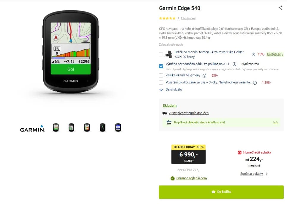 Cyklopočítač Garmin Edge 540