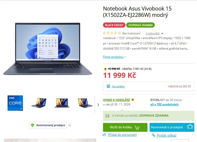 Asus i7 4,7GHz, 16GB RAM, SSD, 15,6", 1,7kg