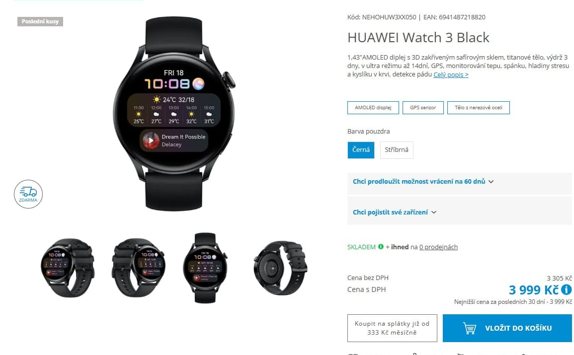 Chytré hodinky HUAWEI Watch 3