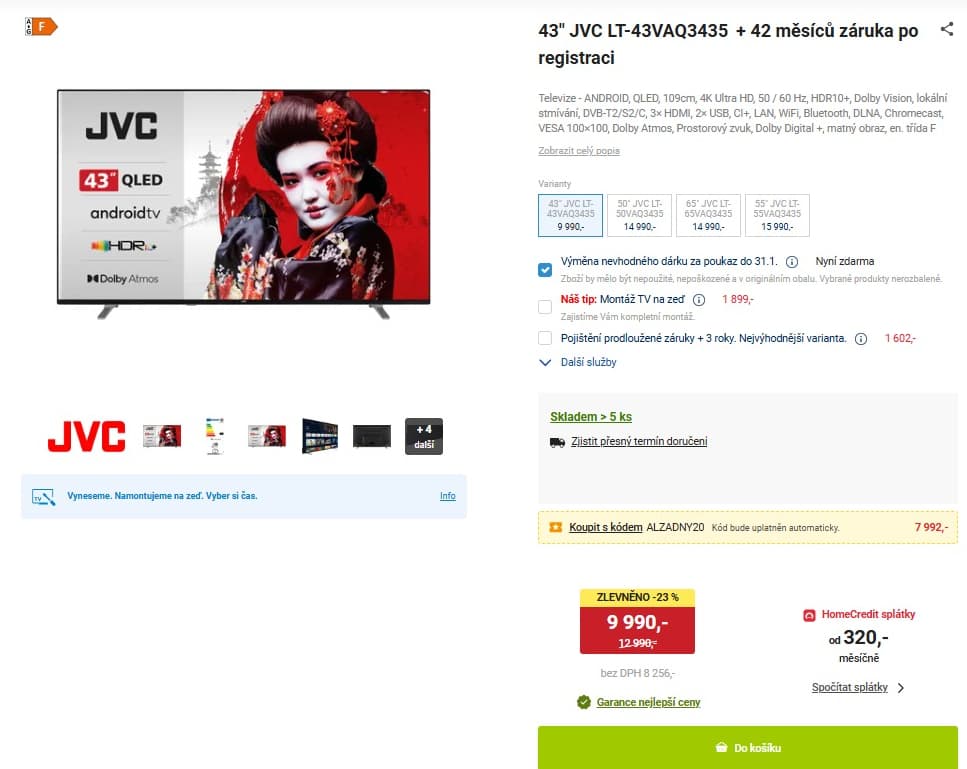 4K Smart TV, Atmos, 109cm, JVC