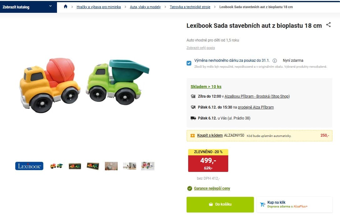 Sada stavebních aut z bioplastu 18 cm