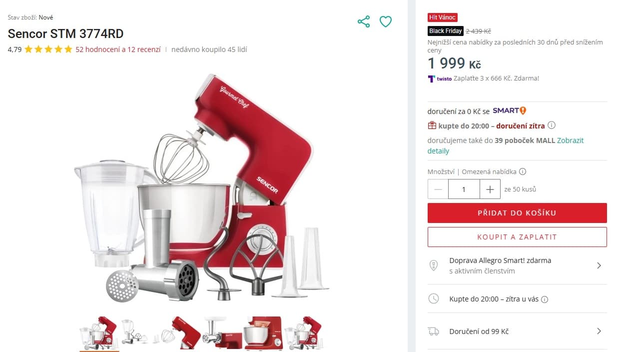 Kuchyňský robot SENCOR STM 3774RD