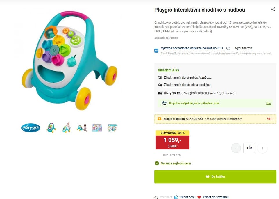 Interaktivní chodítko s hudbou Playgro