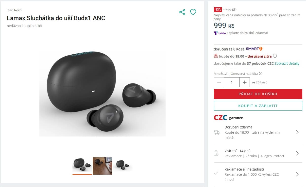 BT sluchátka Lamax, ANC, 42 hodin