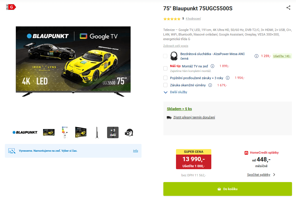 4K Google TV, 191 cm, Blaupunkt