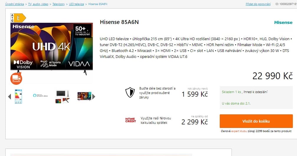 4K QLED TV 215cm Hisense