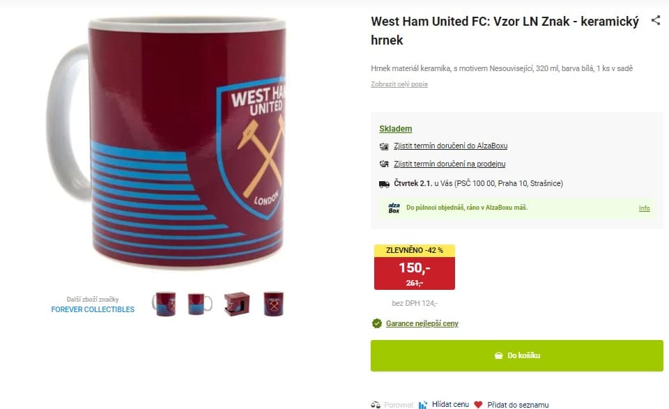 Keramický hrnek West Ham 320ml