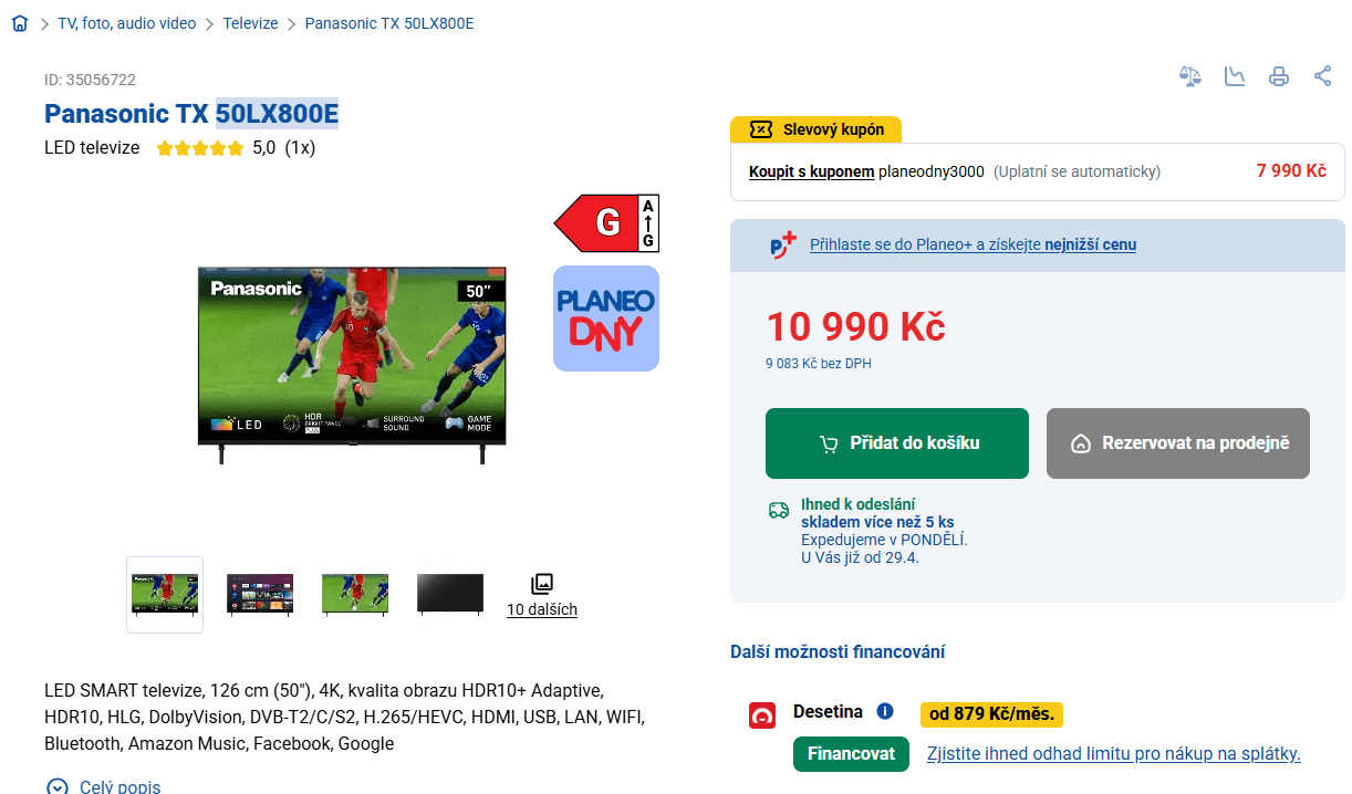 4K Android TV, Atmos, 127cm, Panasonic