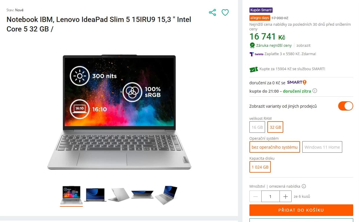 Lenovo i5 5GHz, 32GB RAM, 1TB SSD, 15,6"