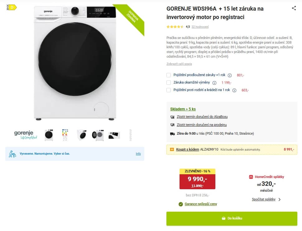 Pračka sušička Gorenje 9/6, 1400, pára