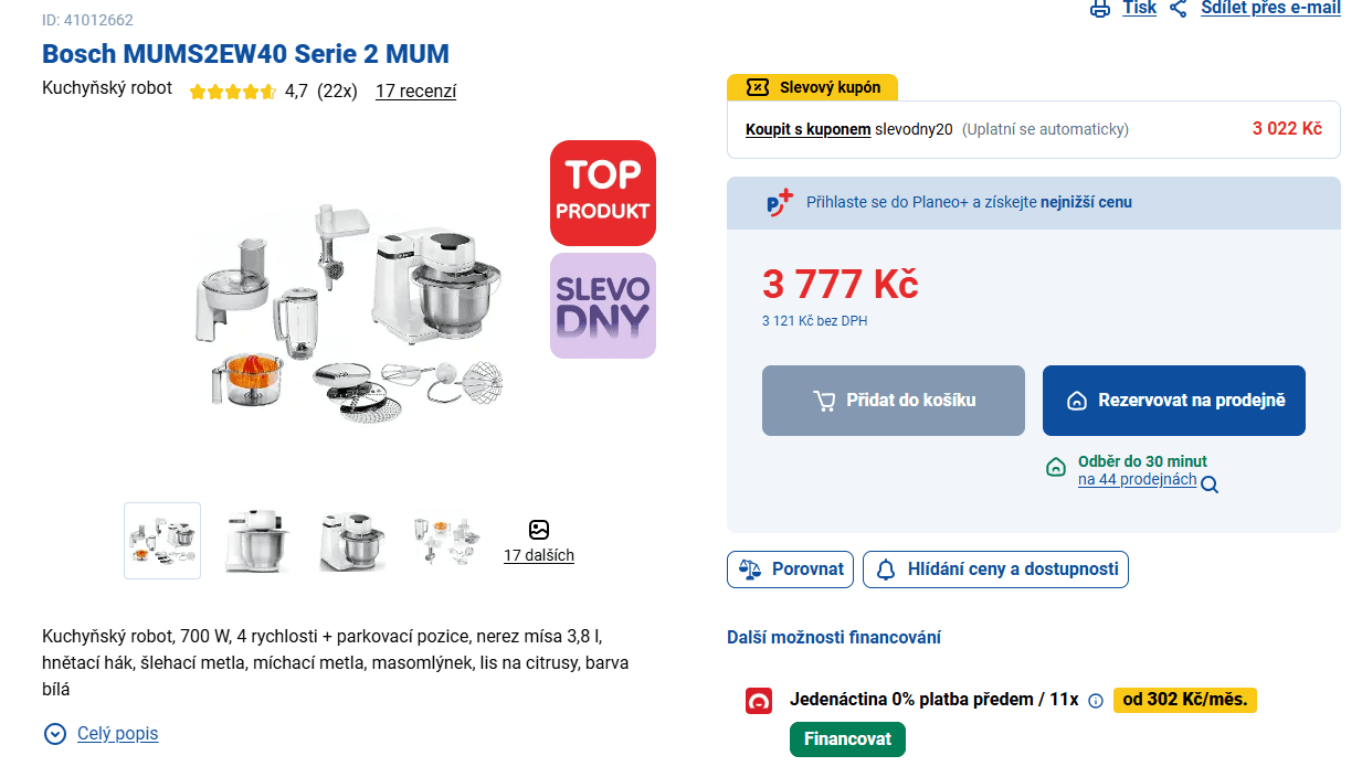 Kuchyňský robot BOSCH, příslušenství