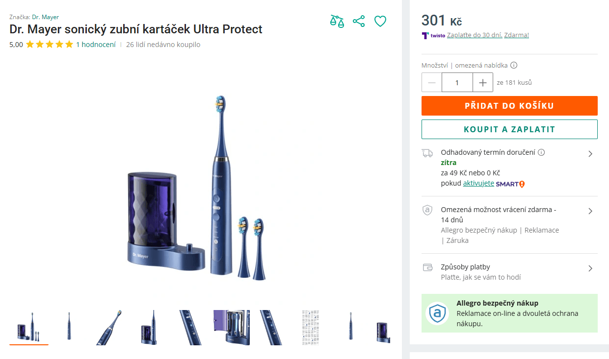 El. zubní kartáček + UV stanice Dr.Mayer