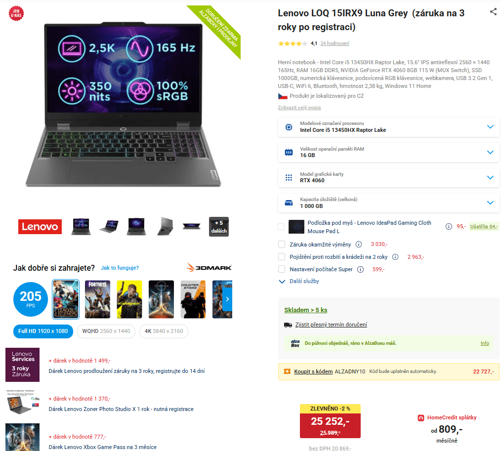 Lenovo i5 4,6GHz, 16/1000GB, 8GB Nvidia, 15,6"