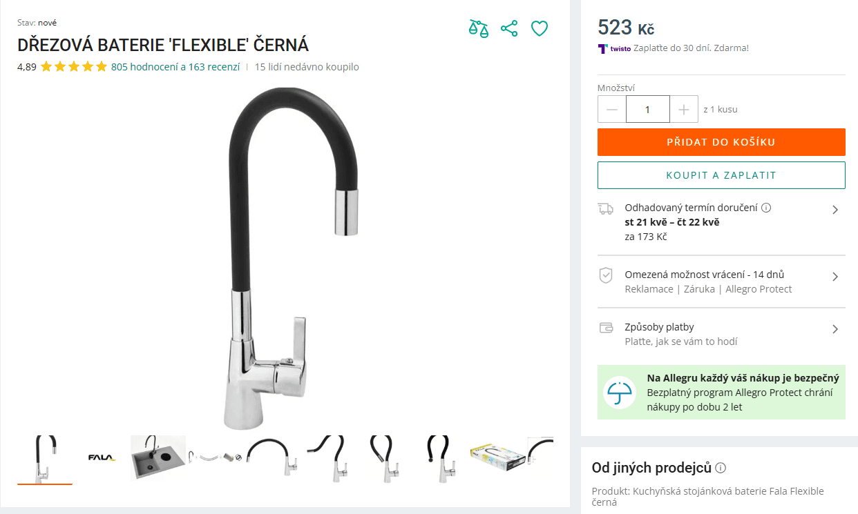 Dřezová baterie Fala