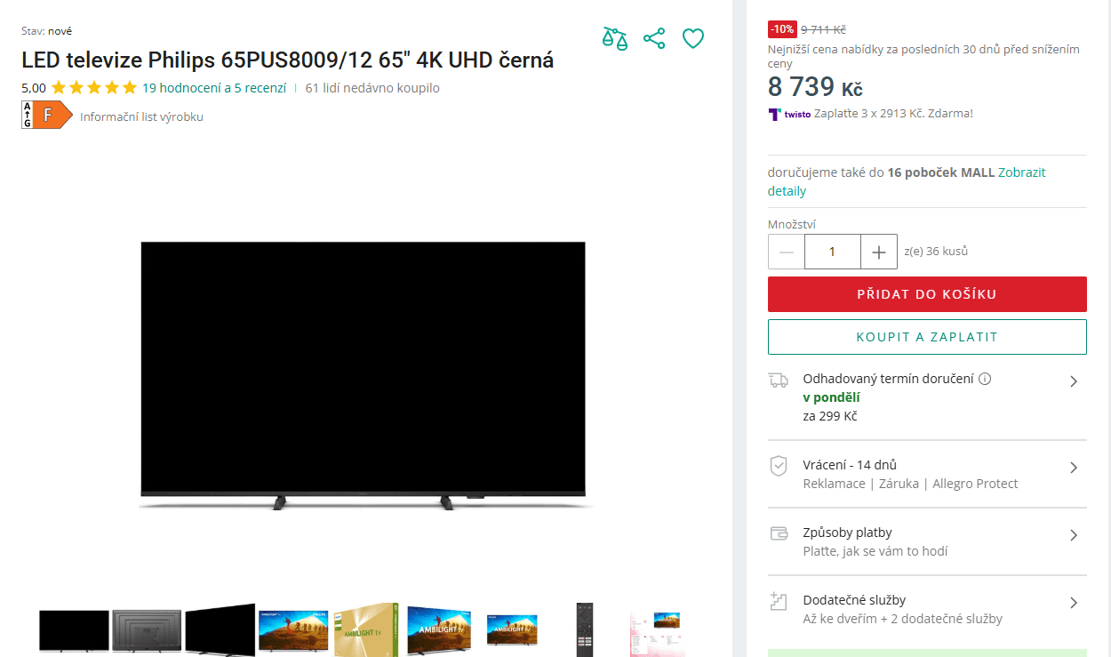 4K Ambilight TV 164 cm Philips