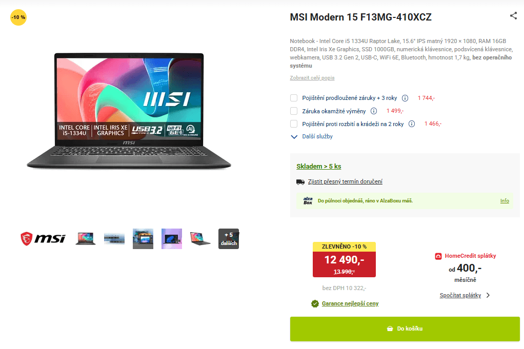 MSI i5 4,6GHz, 16/1000GB, 15,6"
