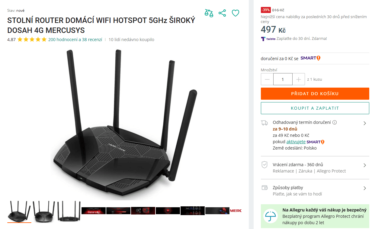 WiFi router Mercusys MR70X