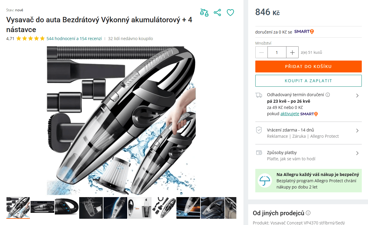 Ruční AKU vysavač Concept