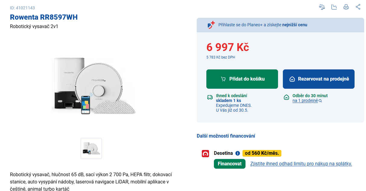 Robot vysavač, mop, stanice Rowenta