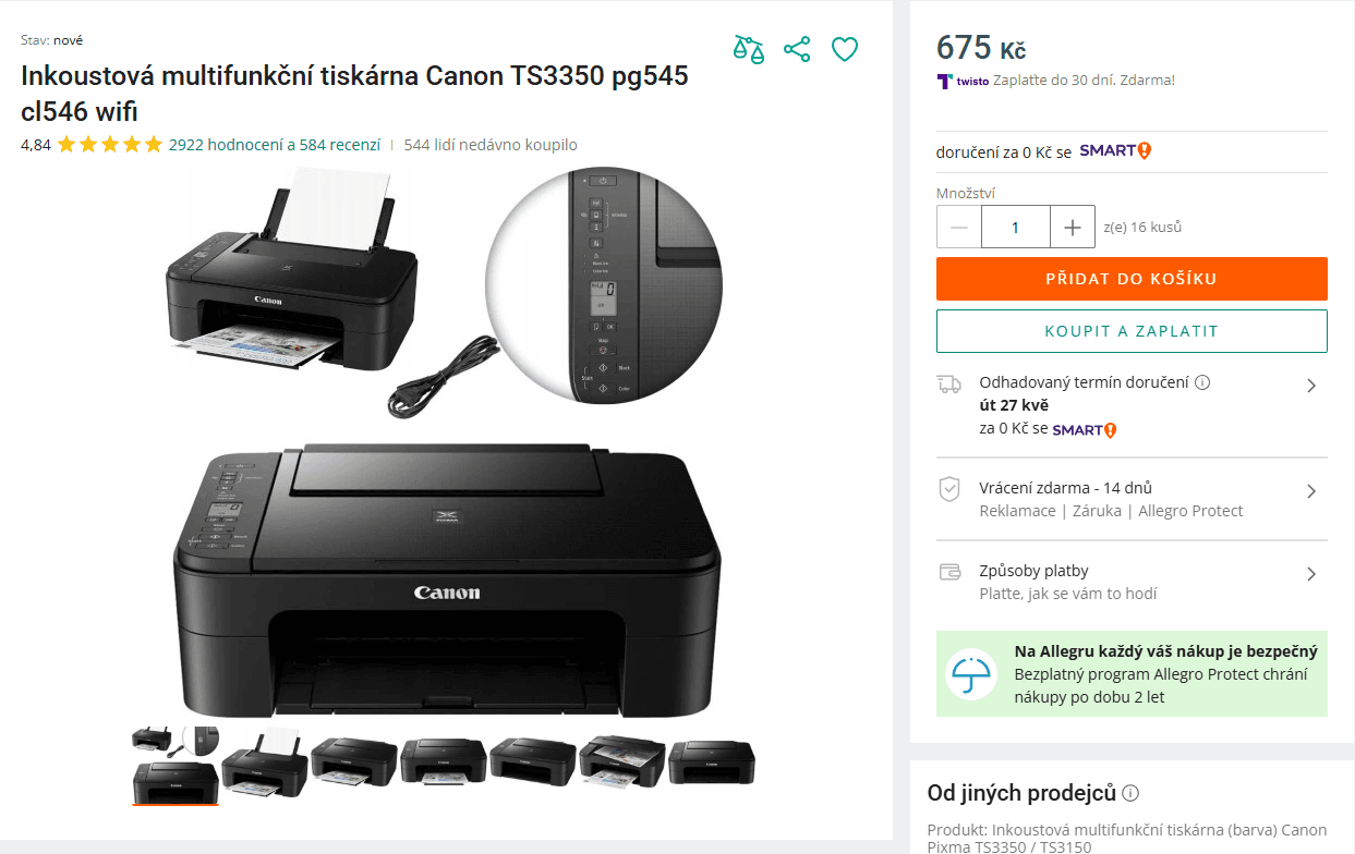 Multifunkce, barva, ink., Canon, Wifi