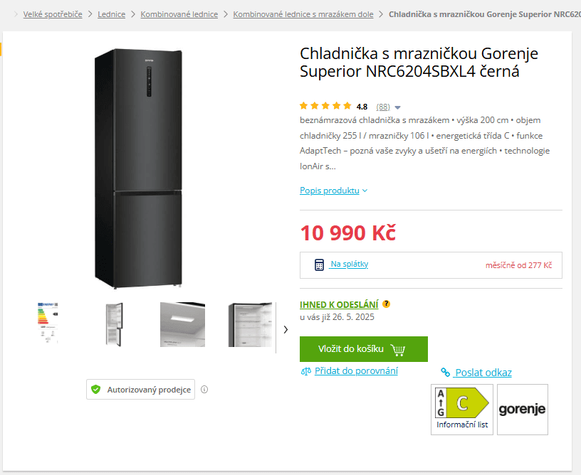 Lednice Gorenje, technologie, NoFrost 200cm