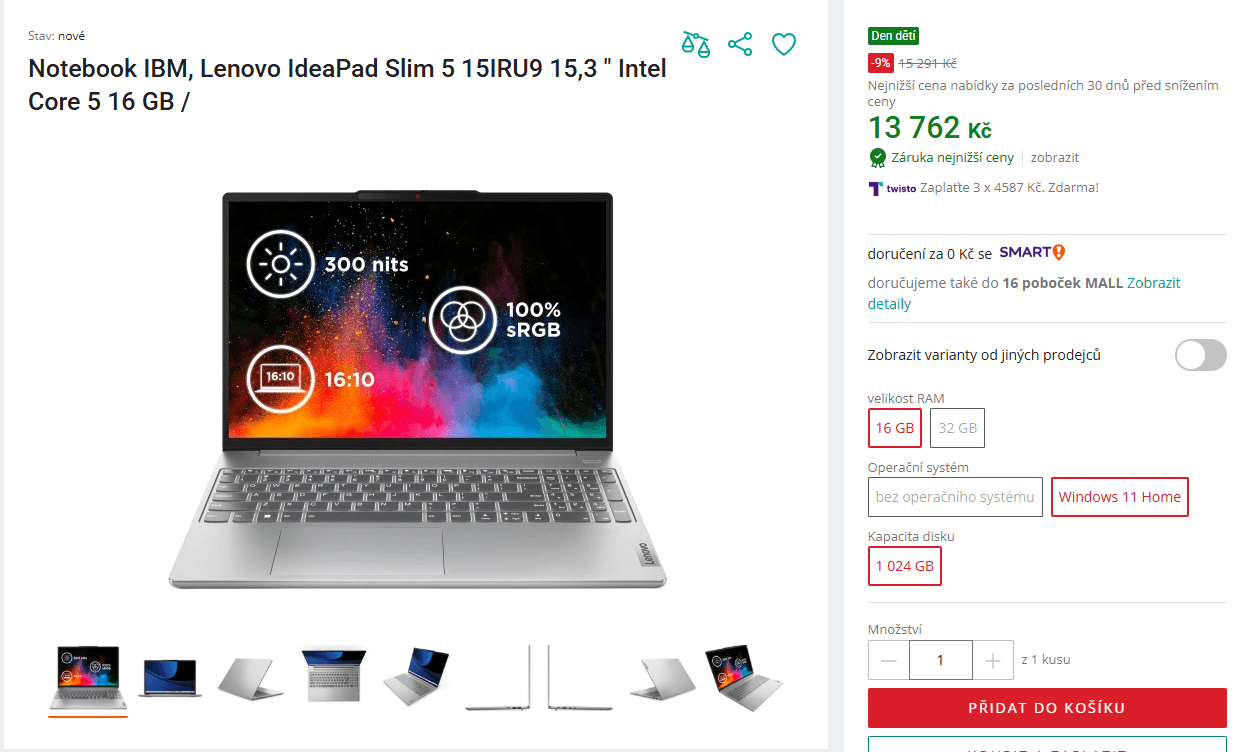 Lenovo i5 5GHz, 16/1TB, 15,6", 1,79kg