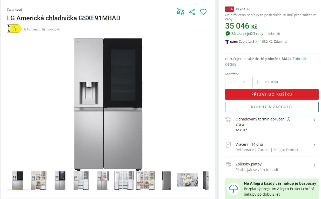 Am. lednice LG, Instaview, led, WIFI