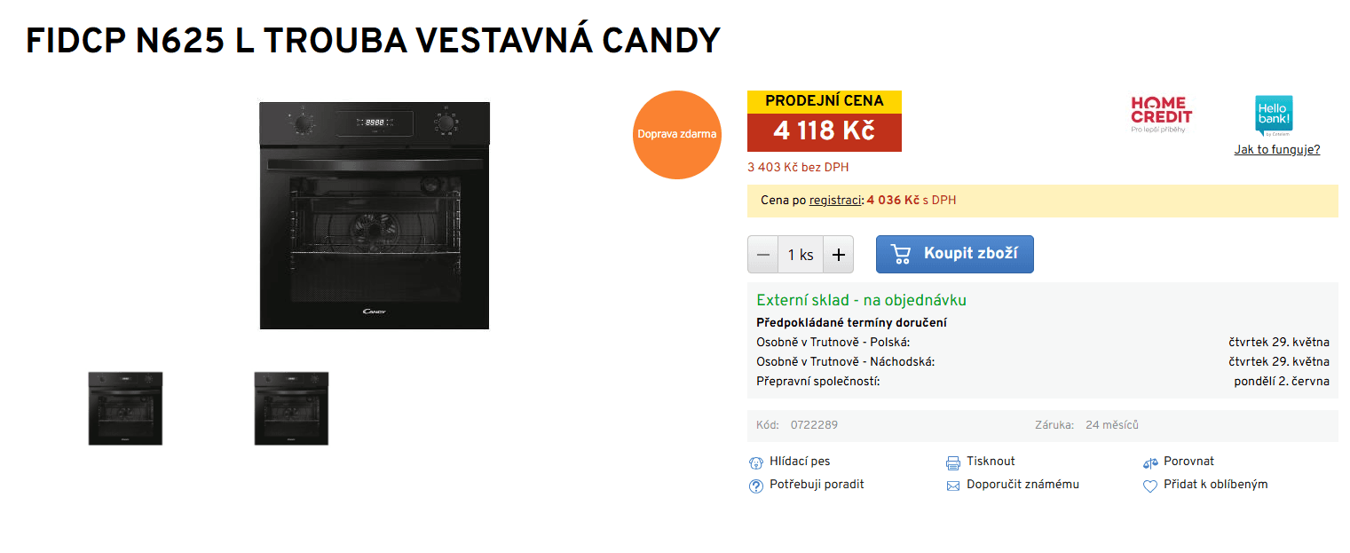 Vestavná trouba Candy 70l., gril, A+
