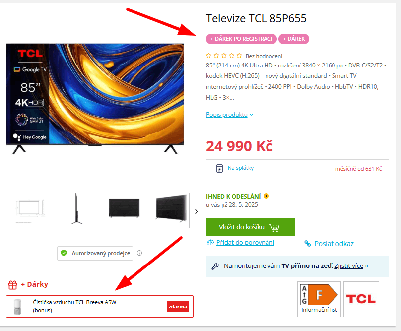 4K Google TV, Atmos, 215cm, TCL