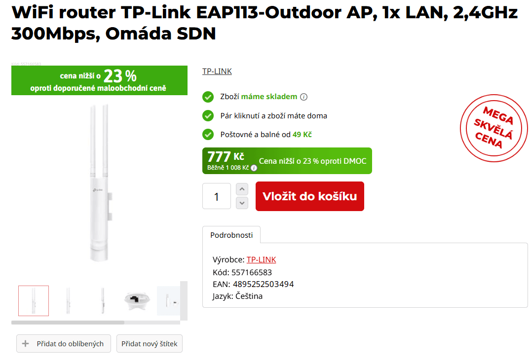 Venkovní WiFi Access Point TP-Link