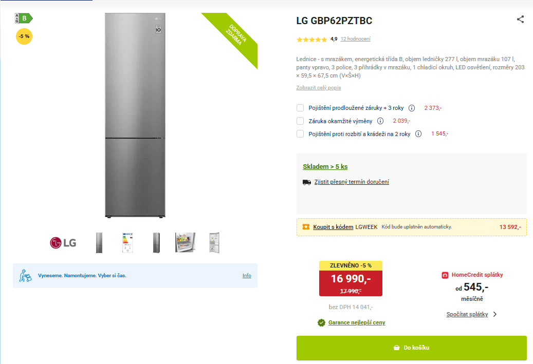 Lednice LG, technologie, 203 cm