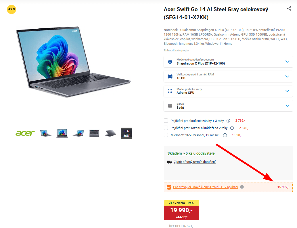 Acer Copilot 3,4GHz, 16/1TB, 14,5", kov, 1,32kg