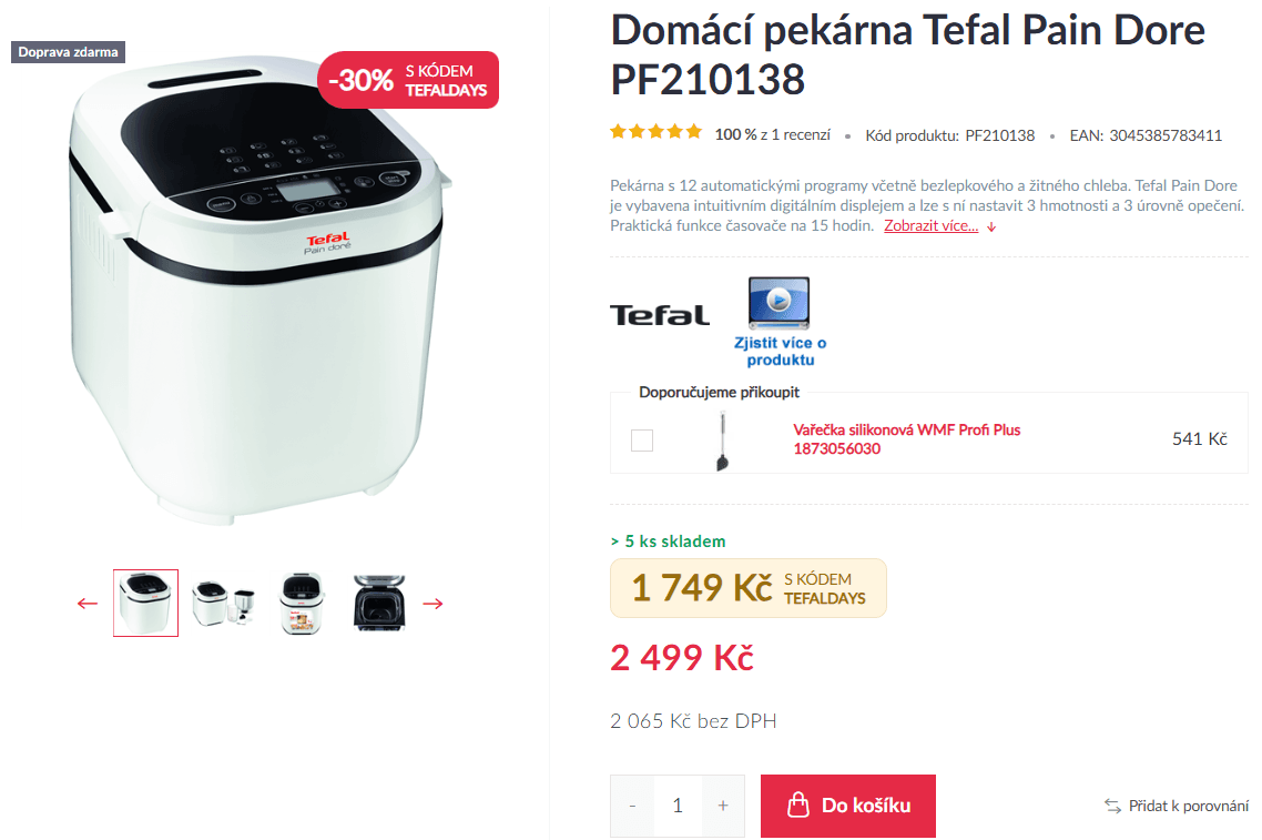 Automat pekárna Tefal 1 kg, 12 programů