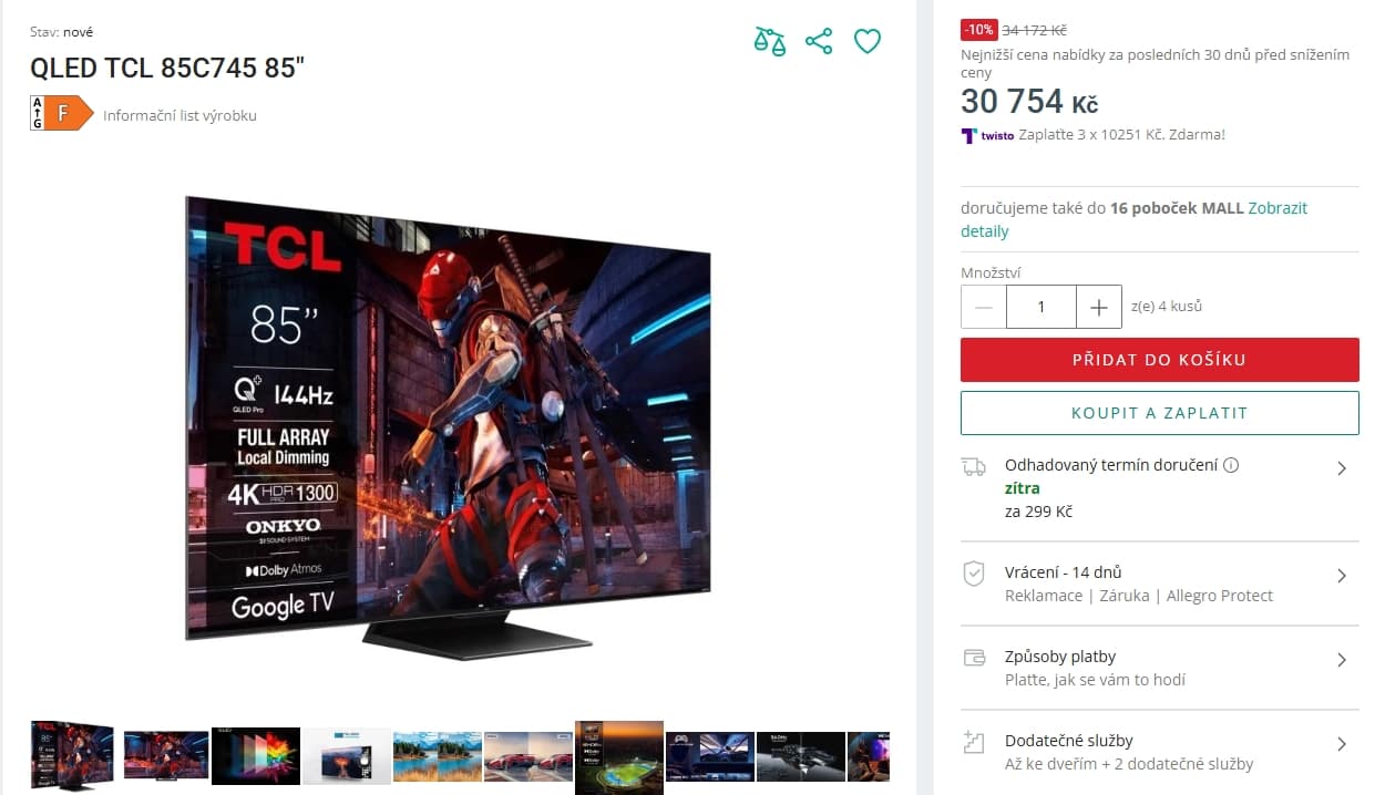 4K QLED Pro 214cm, Google, Onkyo TCL