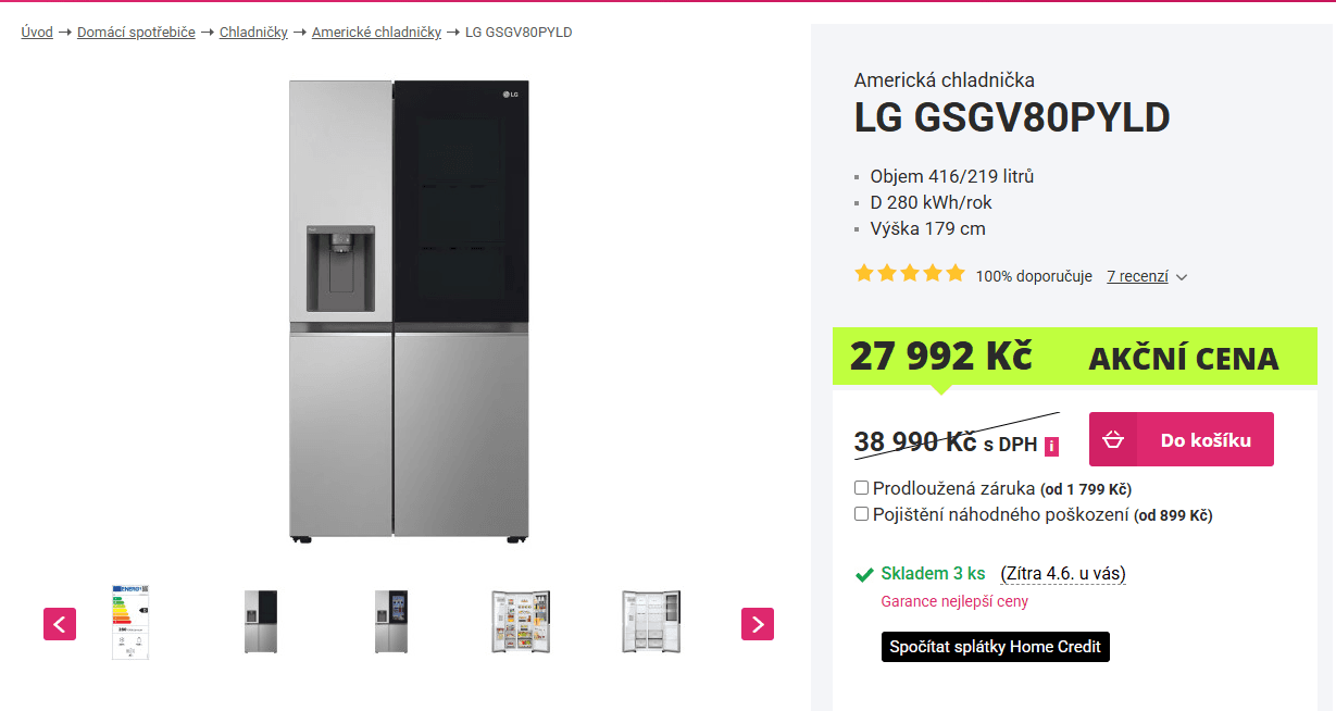 Am. lednice LG, InstaView, led, Wifi, 179cm