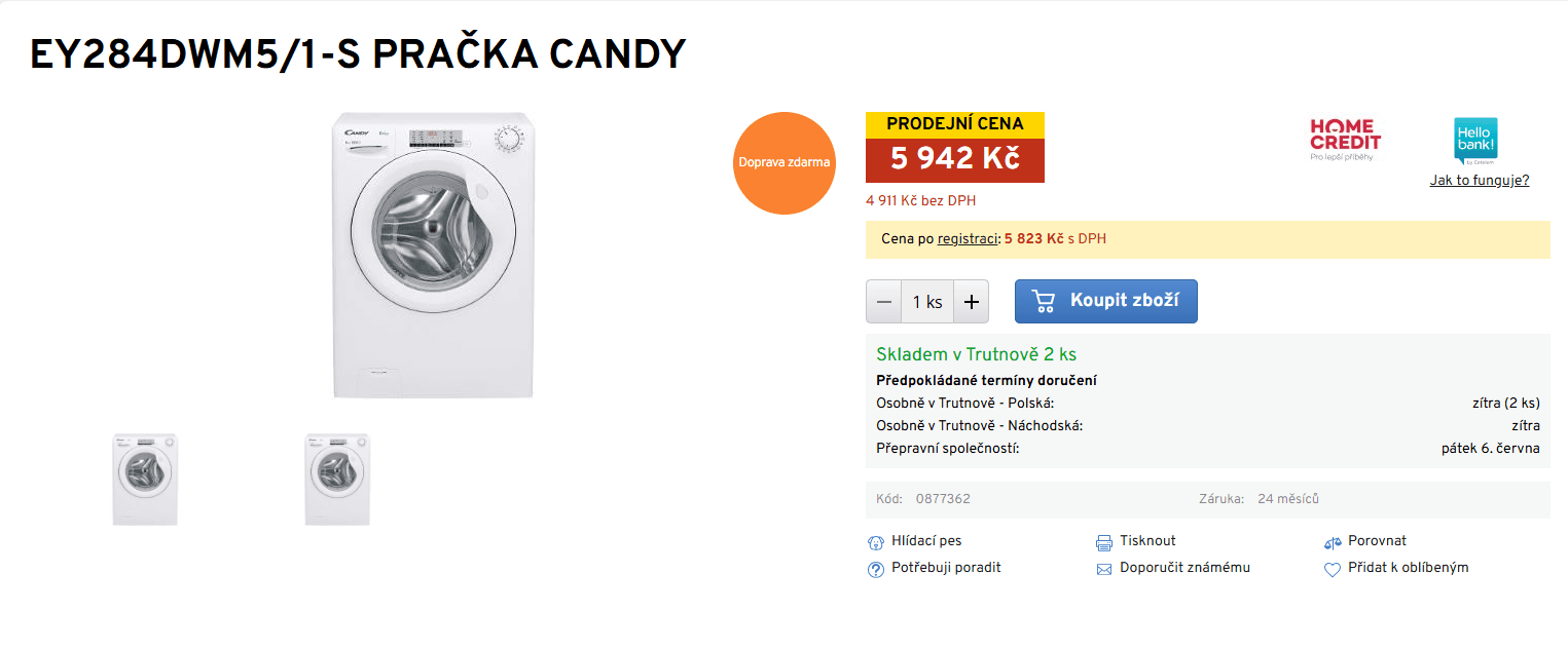 Pračka Candy 8 kg, 1200 ot., A