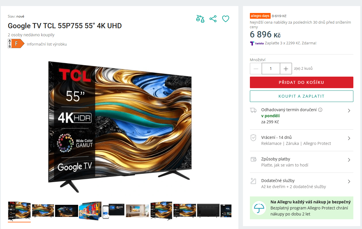 4K Google TV, Atmos, 140 cm, TCL