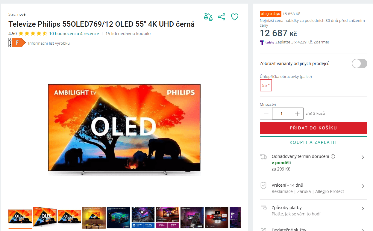 4K 120Hz OLED TV 139cm, Ambilight Philips