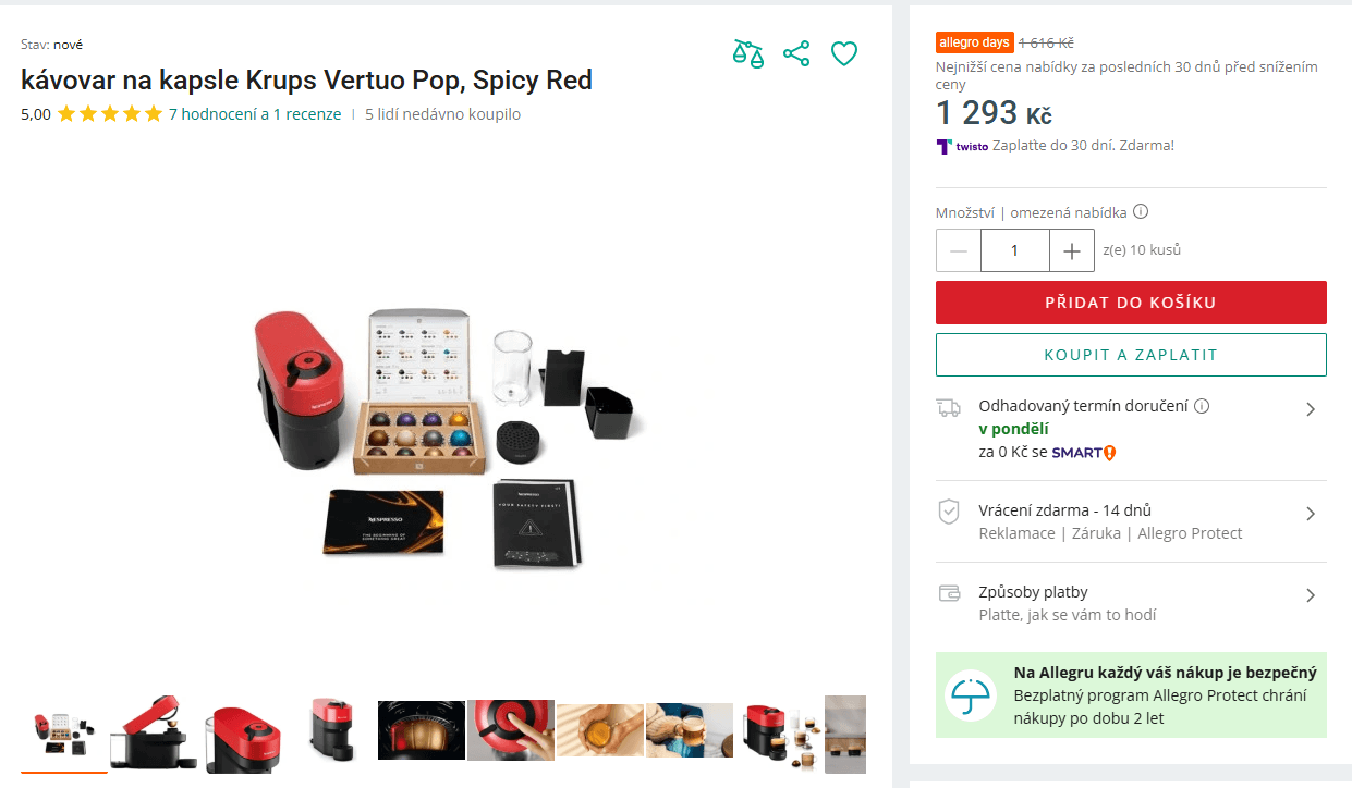 Kávovar na kapsle Nespresso Vertuo Pop