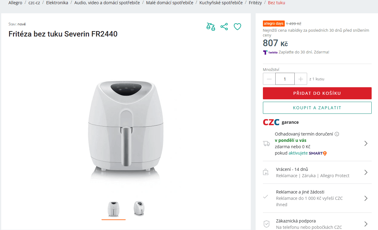 Horkovzdušná fritéza - digitální Severin