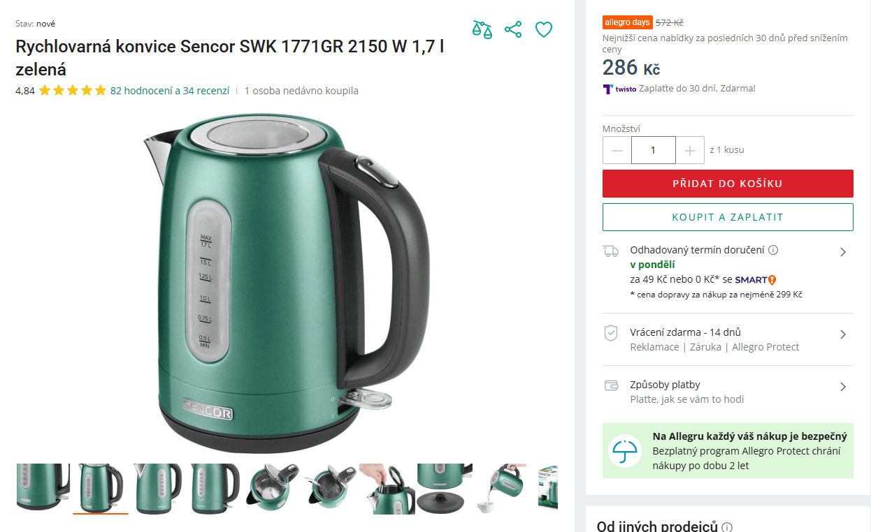 Rychlovarná konvice Sencor 