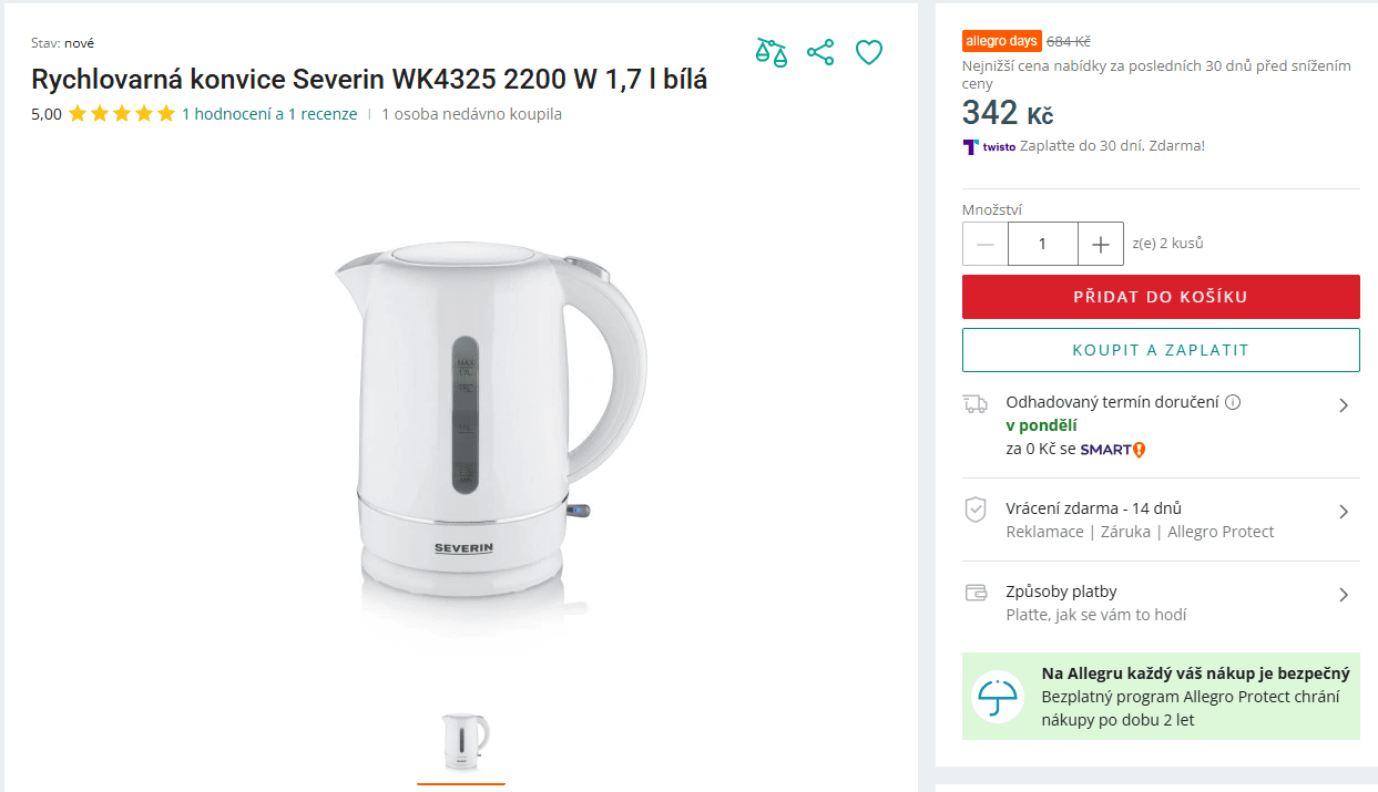 Rychlovarná konvice Sencor 