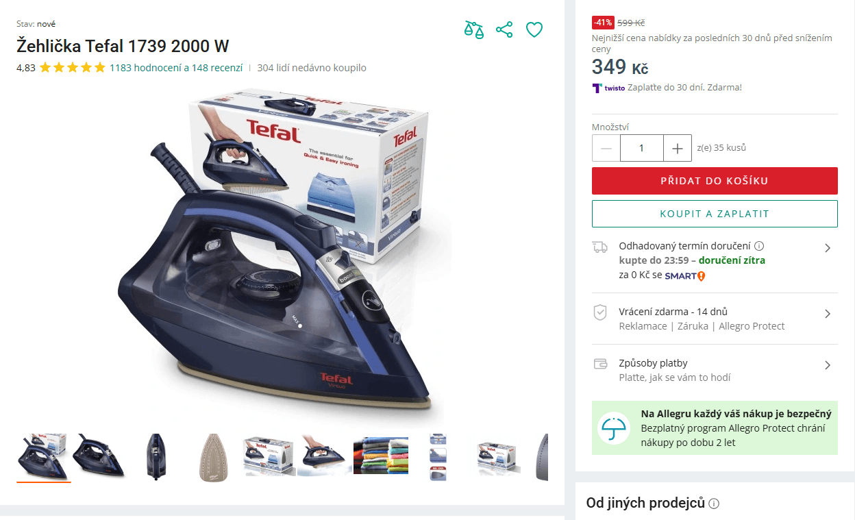 Napařovací žehlička Tefal
