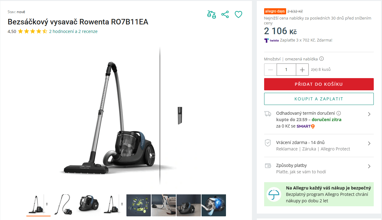 Bezsáčkový vysavač Rowenta 