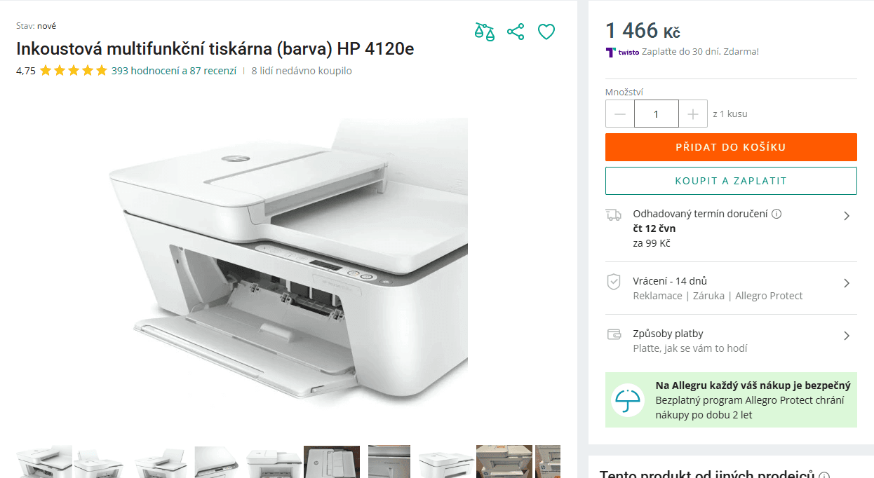 Multifunkce barva, ink, HP, Wifi